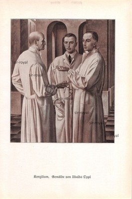 Konzilium - Ubaldo Oppi - 1930 - Historischer Kunstdruck ~16x25cm