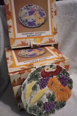 Set of 4 Omnibus Collections Fitz & Floyd 1993 Harvest Bounty Salad Plates 7.5''