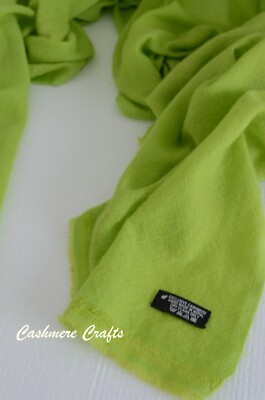 Neon Green Cashmere Scarf Shawl Stole Wrap Throw Neon Green Pashmina Nepalese 