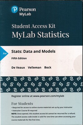 Stats: Data and Models MyLab Statistics eText Access Code Bock 5th 9780135163825