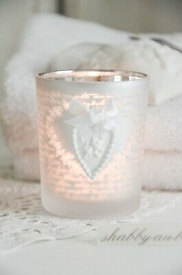 Mathilde M. Teelichtglas Windlicht mit Herzanhänger Shabby Chic Deko Landhaus