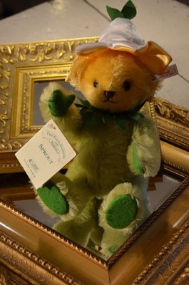 STEIFF SPROUT 1997 GREEN YELLOW TEDDY BEAR 665271 STUFFED ANIMAL 13