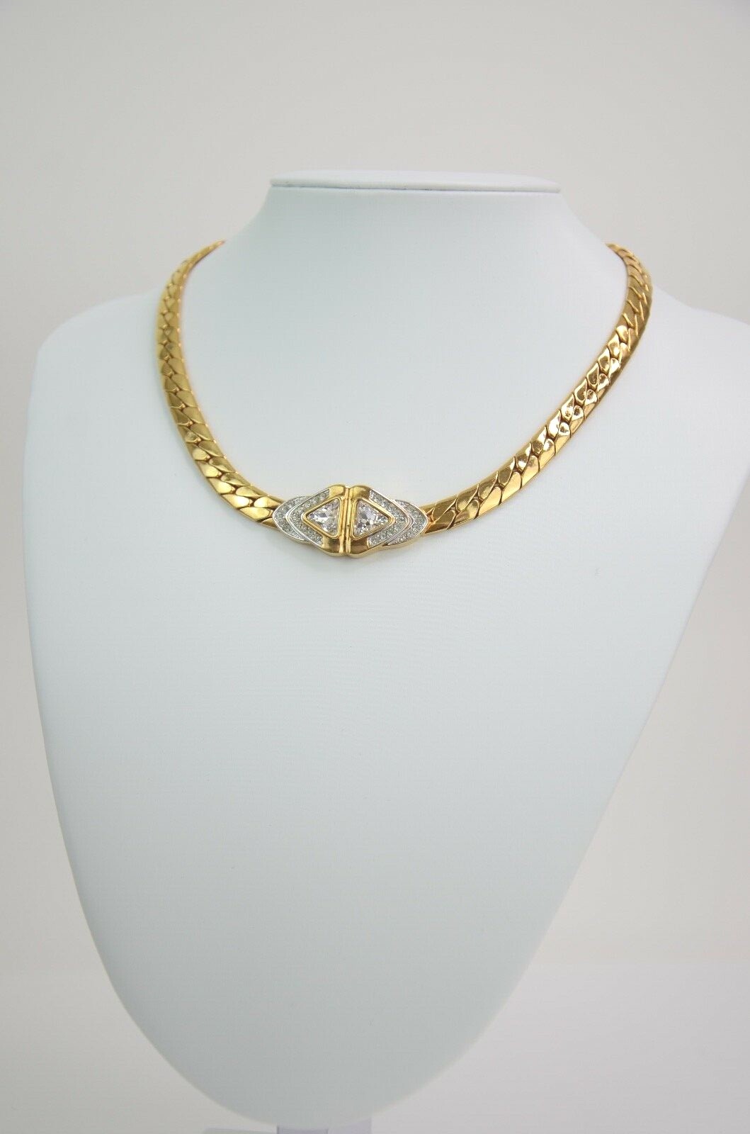LANVIN GERMANY GOLD TONE RHINESTONE CHOKER NECKLACE VINTAGE