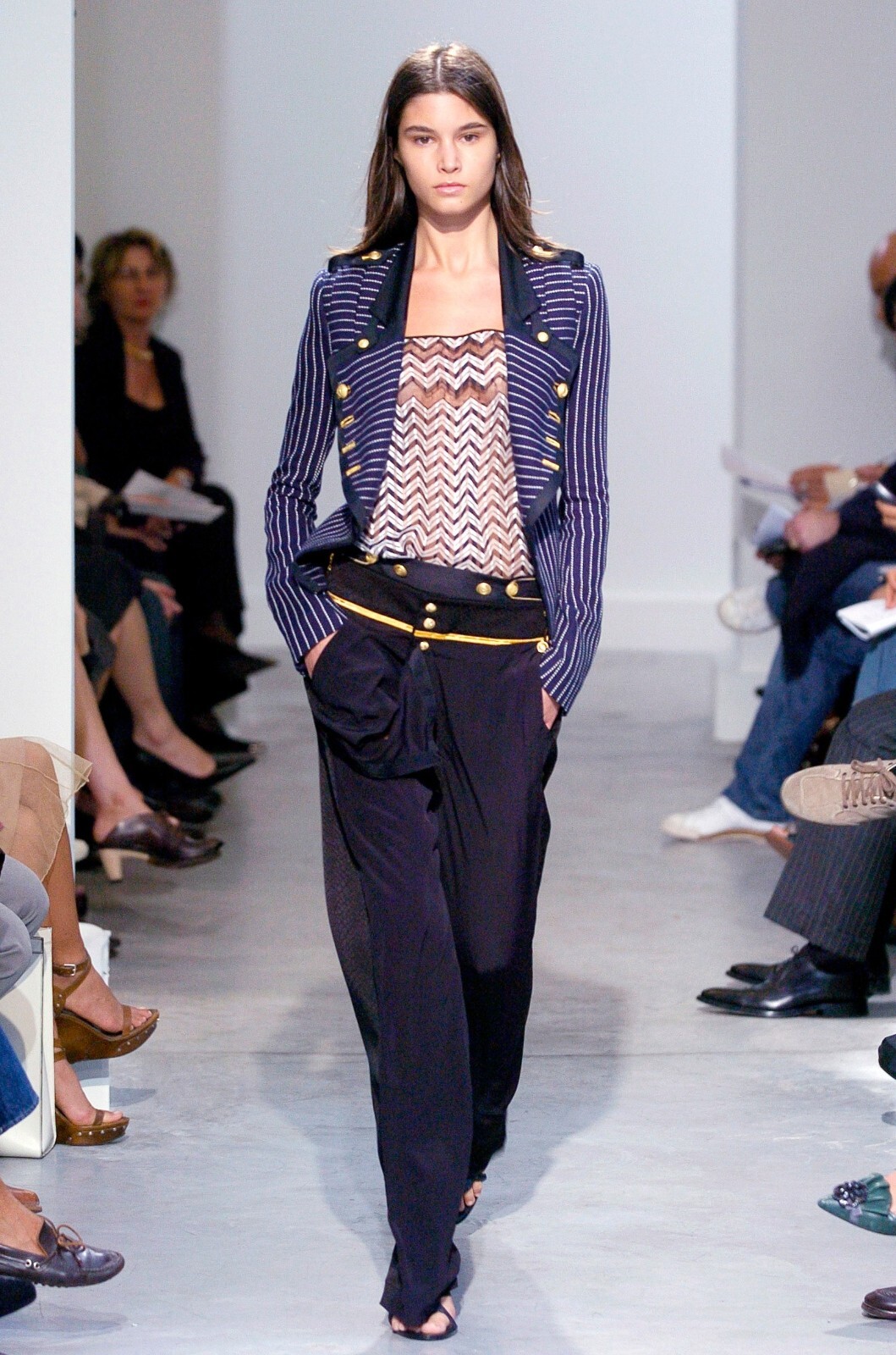 Balenciaga Spring 2005 Navy Striped Military Sailor Jacket Balenciaga Spring 2005 Navy Striped Military Sailor Jacket