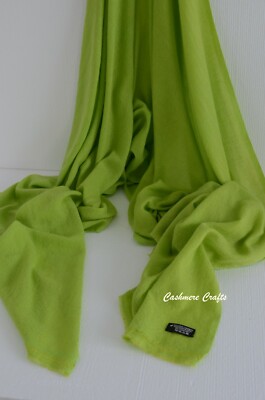 Neon Green Cashmere Scarf Shawl Stole Wrap Throw Neon Green Pashmina Nepalese 