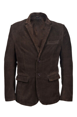 Classic New Men's Brown Suede Leather Blazer 100% Soft Sheepskin Suede Blazer