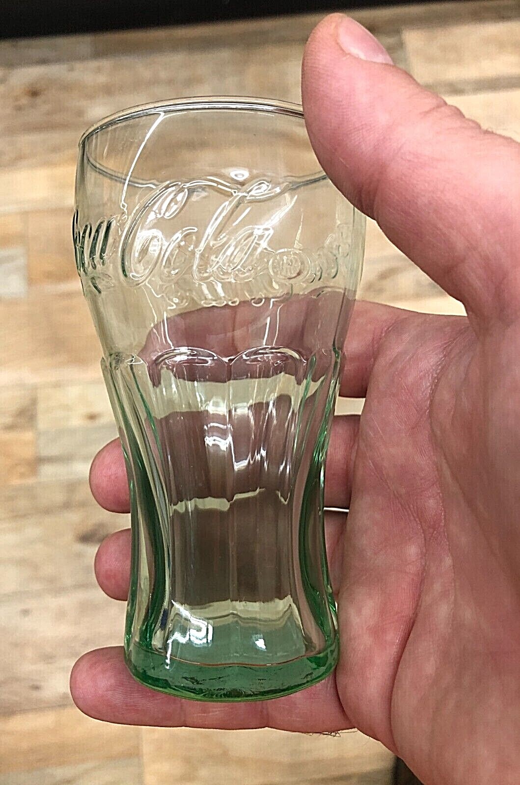 Libbey Coca-Cola Green Glass Contour Glasses Set of 3 x 6oz