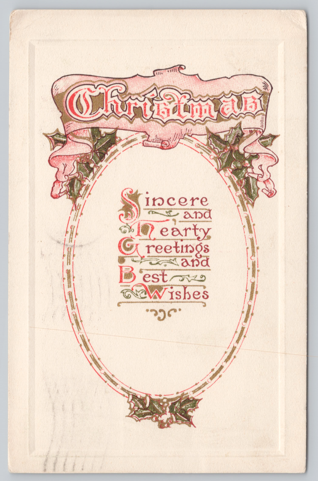 Postcard Antique Christmas Sincere and Hearty Greetings and Best
