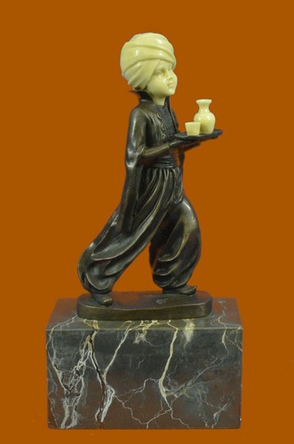 Art Decor Nouveau Middle Eastern Hot Cast Arabian Boy Bronze Sculpture Figure