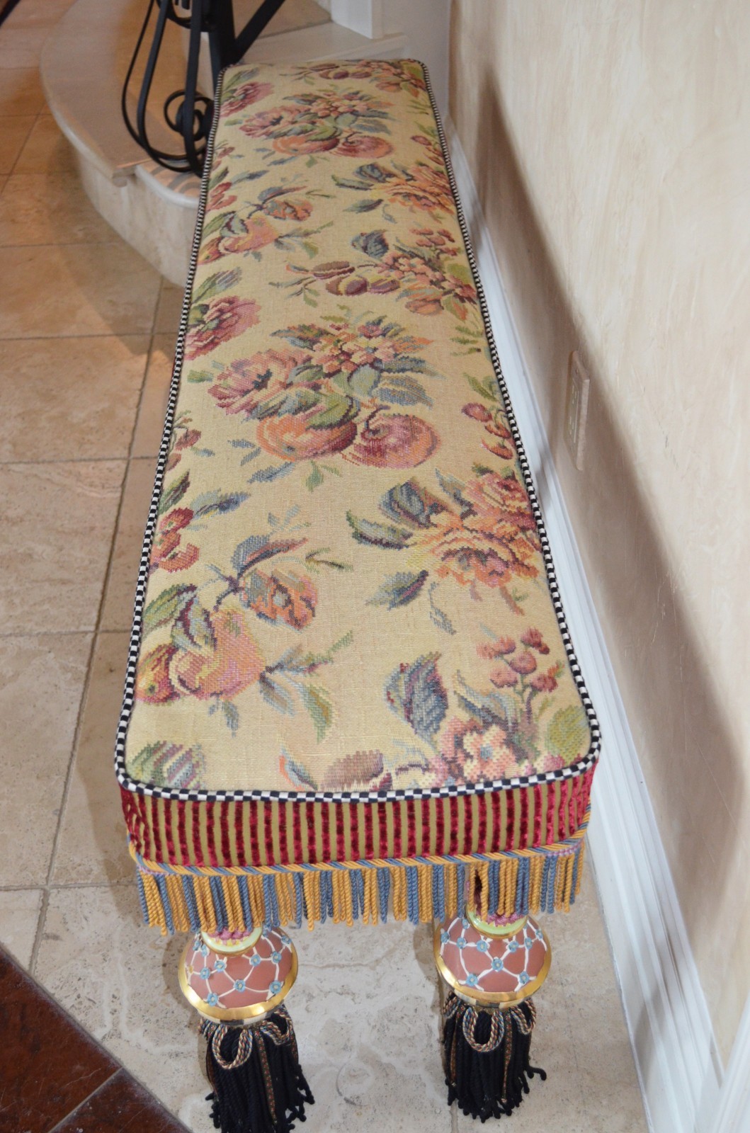 1990s Vintage Mackenzie Childs Limited Large Bench