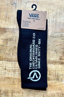 NEW VANS OFF THE WALL Crew Socks Black White Est 1966 Mens 9.5-13 NWT