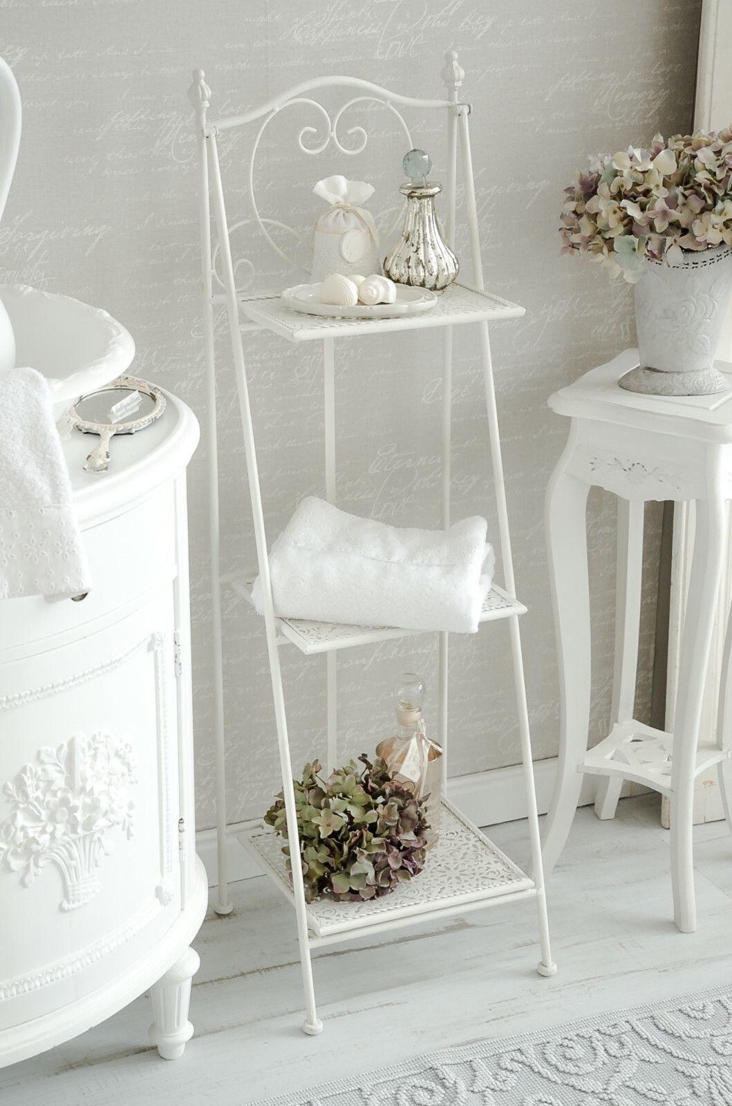 Regal Badregal Metallregal Klappregal Etagere Shabby Chic Landhaus Weiß