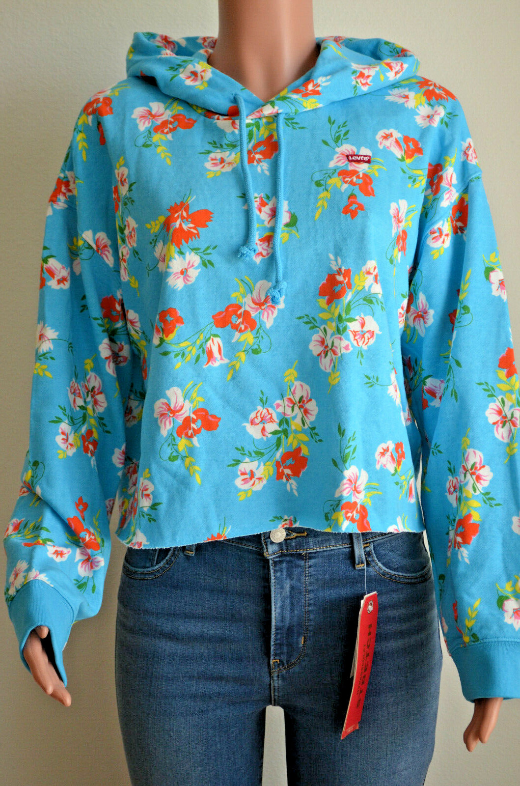 Levi's Raw Cut Hoodie Floaty Floral Blue NWT Style 698310002 | eBay