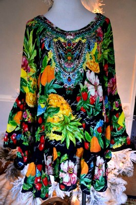 New Camilla Franks Call Me Carmen Floral Embellished Kaftan Frill Dress 1 SMALL