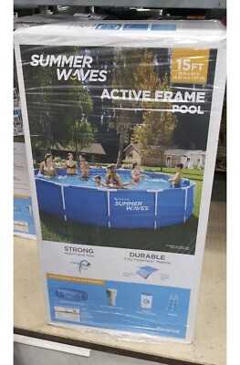 Summer Waves 15ftx42in Active Frame Pool Set W/ Filter Pump - NEW