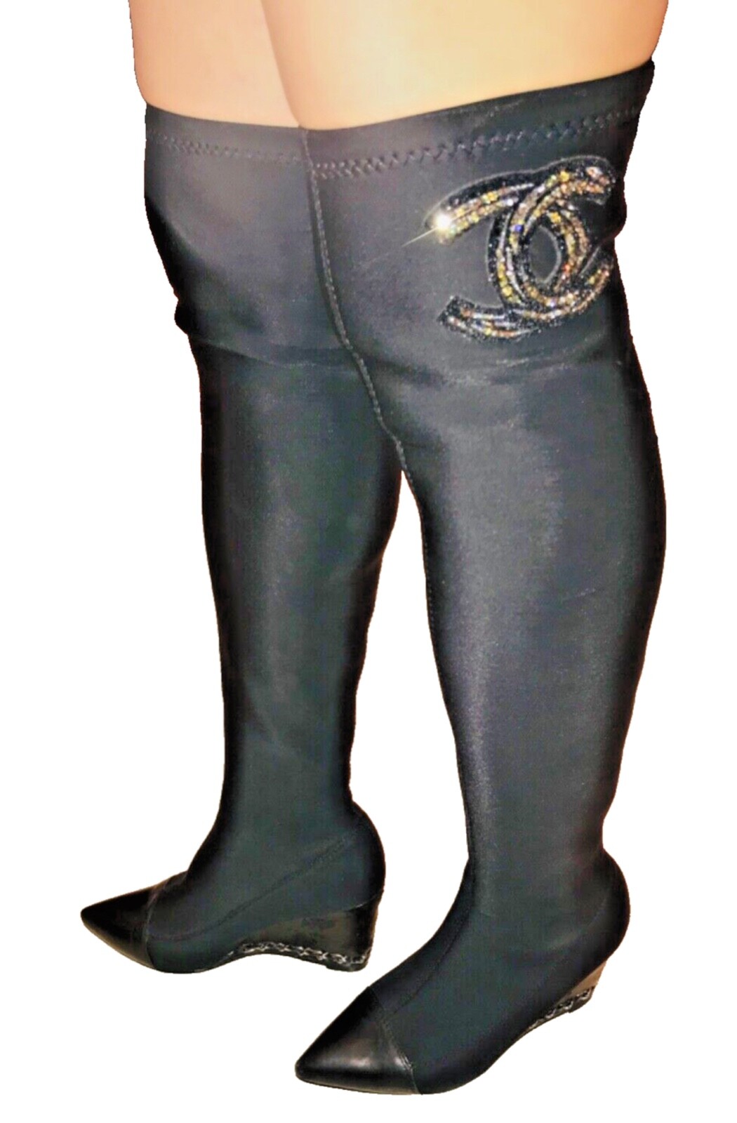 CHANEL CHANEL PARIS-MOSCOU MOSCOW Thigh High Leather Platform Boots
