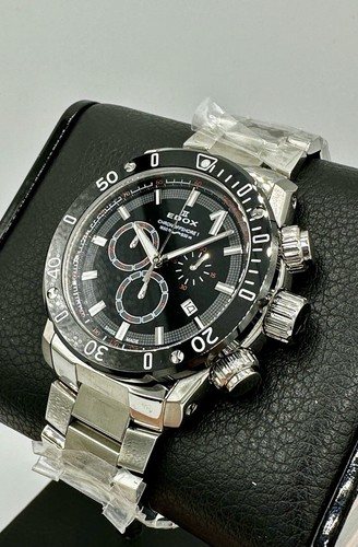 Pre-owned Edox Brand  Chronoffshore-1 Chronograph Swiss Quartz Black Dial 500m 45mm