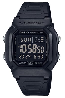 Casio Illuminator Digital Black Dual Time Light Quartz W800H-1BV 100M Mens Watch