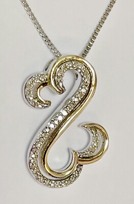 Jane Seymour Open Hearts 1/10ct Diamond 10K YG/SS Double  Necklace MRP$399 ~NIB