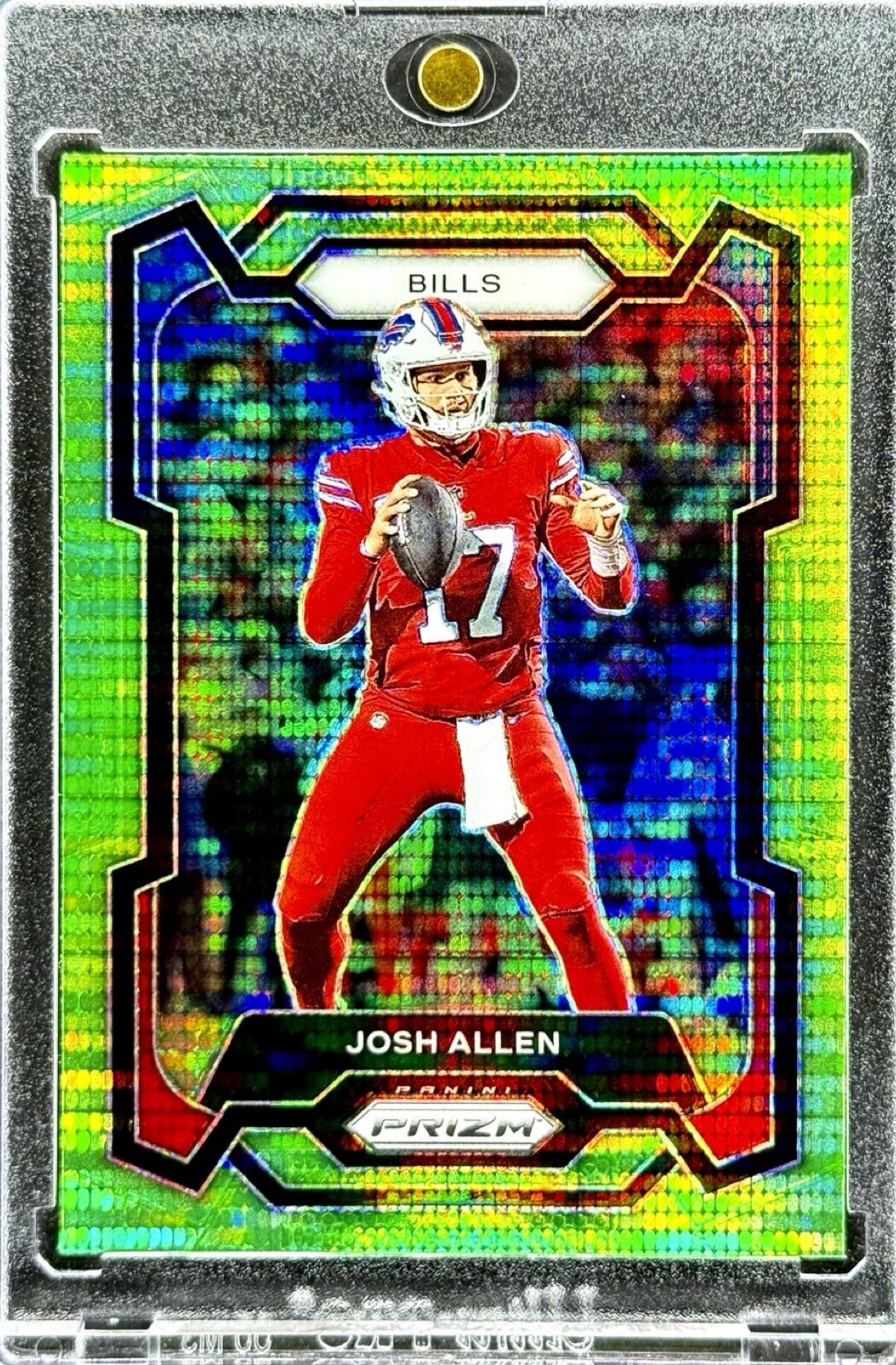 Josh Allen GREEN PULSAR REFRACTOR SP INVESTMENT CARD QB STAR BILLS + HOLDER