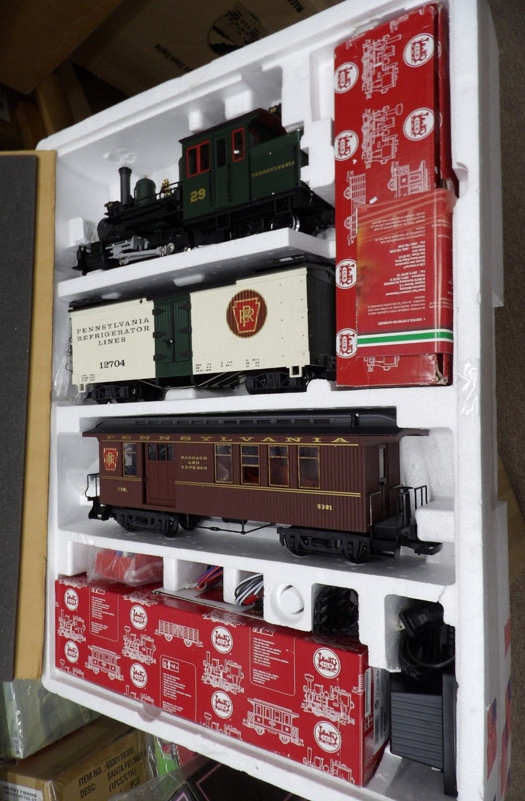 LGB 72120 G Scale Pennsylvania PRR Forney Set: Steam Loco & 2 Cars