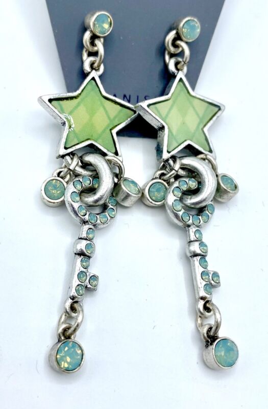 Pilgrim Jewelry Swarovski Crystal green Sterling silver Plated Star Earrings $16
