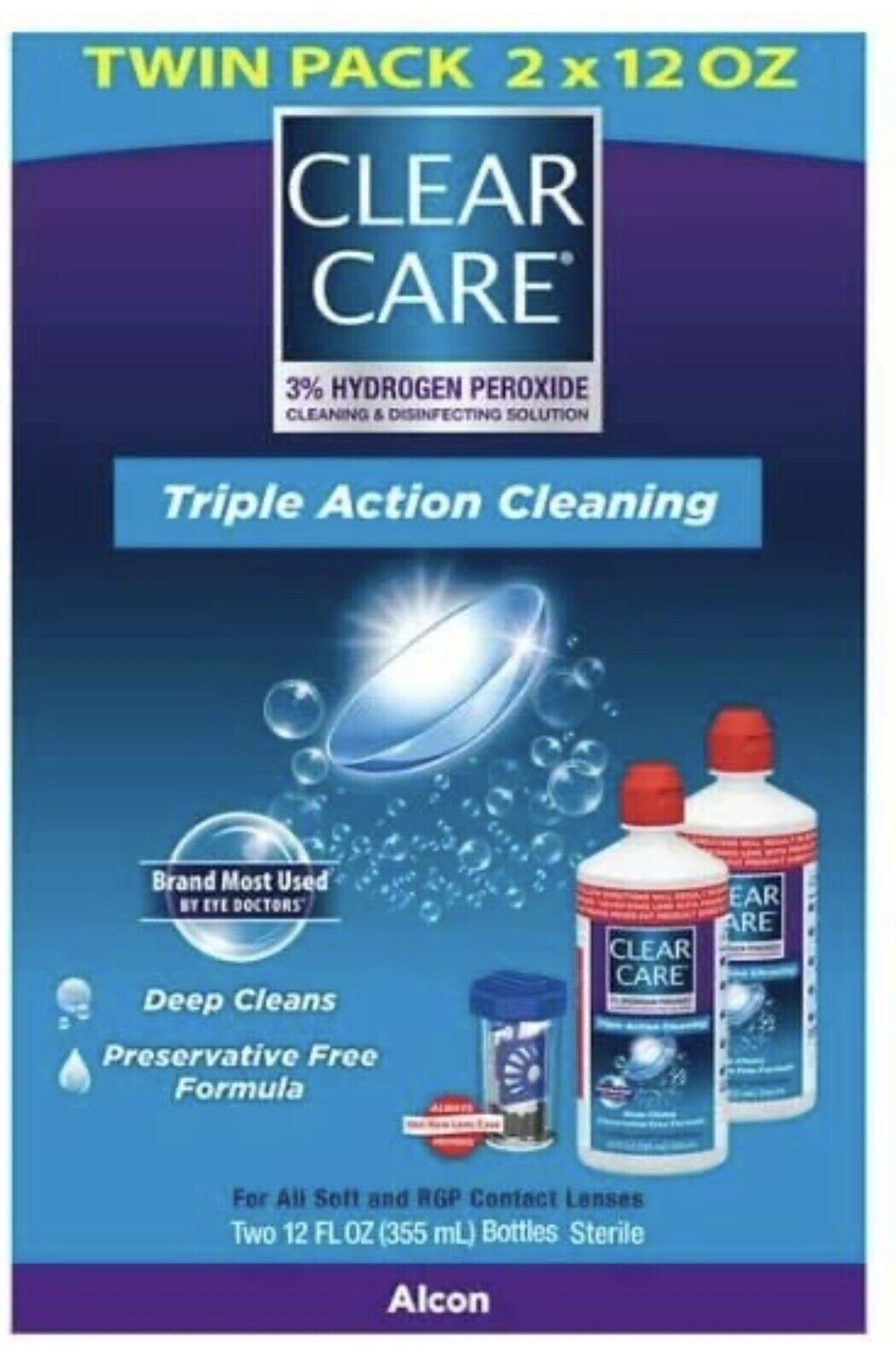 Clear Care Contact Lens Cleaning and Disinfecting Solution, Twin Pack