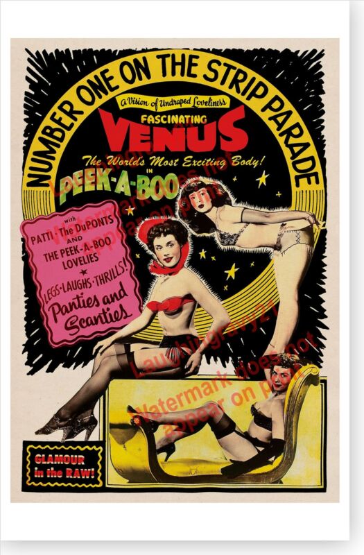 Peek-A-Boo Stripper Strip Parade Starring Venus 1953 Sexploitation Movie Poster