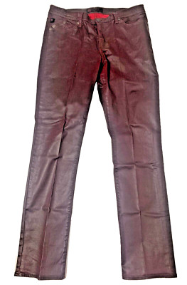 ROCK & REPUBLIC * Burgundy Berlin Coated Denim Skinny Jeans * Size 14 M * NWOT