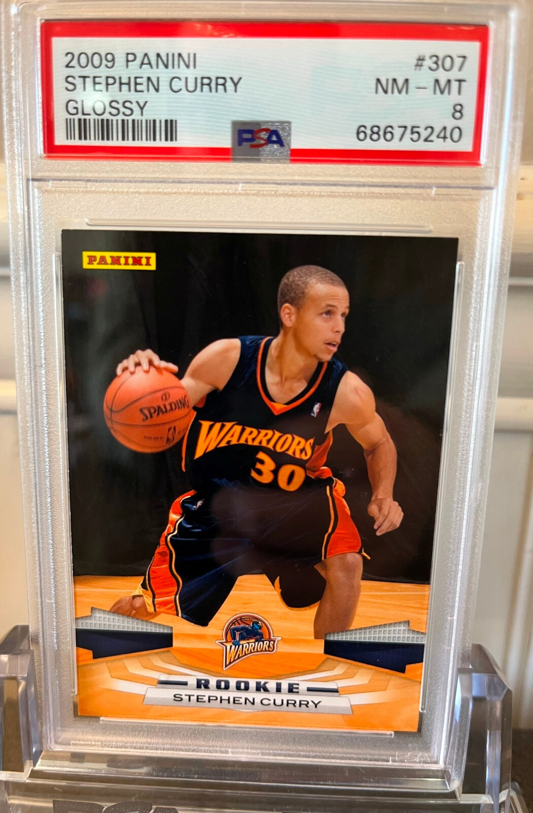 2009 Panini Stephen Curry GLOSSY #307 Rookie RC PSA 8 NM