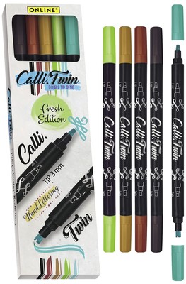 Online Calli.Twin Handlettering Brush-Pens Fresh   Set of 5 double line pens   C