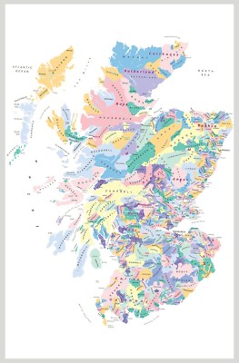 Map of Scottish Clans Districts Counties Scotland Wall Art Poster Decor Clan Map