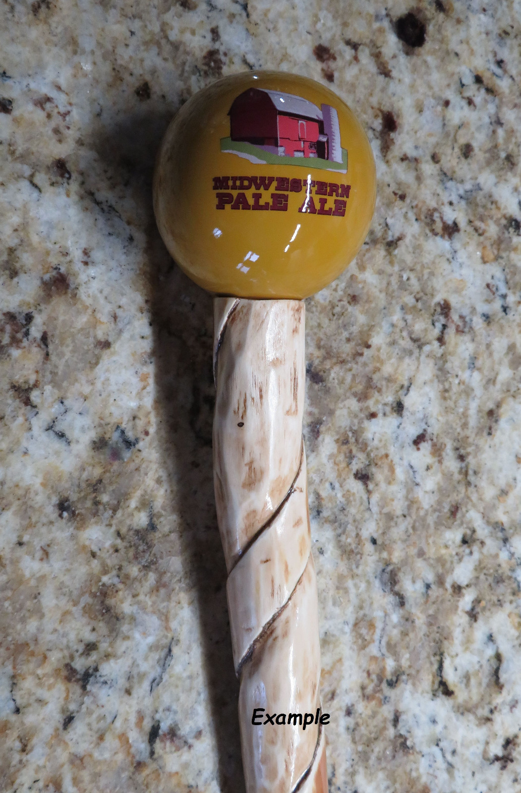 Hand Carved Cane/Walking Stick with (2) Bell's Beer Ball Tap Toppers!