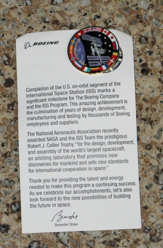 Space Station Completion Commemorative Pin