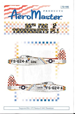 Aeromaster Colorato 86th Fbg F-84G Thunderjet Decalcomanie Parte i in 1/72 195