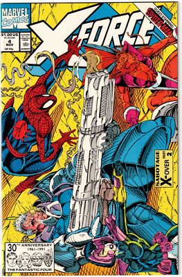 X-FORCE #4 (1991)- 1ST CAMEO APPEARANCE OF DOMINO- 3RD APP DEADPOOL- LIEFELD VF+