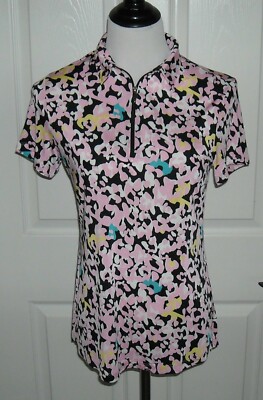 NWT Simplicite by Jamie Sadock Women Golf Short Sleeve Shirt Size S  Multi # 1