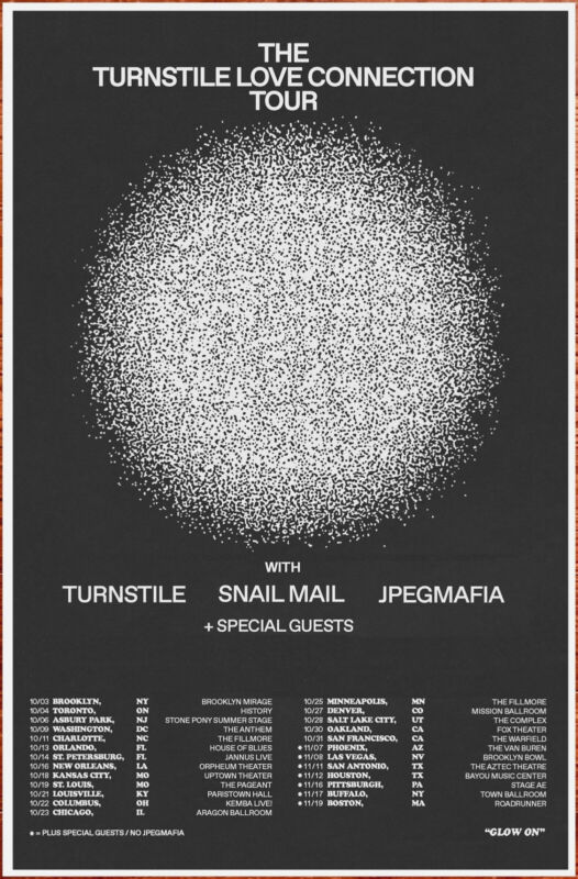 TURNSTILE Love Connection Tour 2022 Ltd Ed RARE Poster! SNAIL MAIL JPEGMAFIA