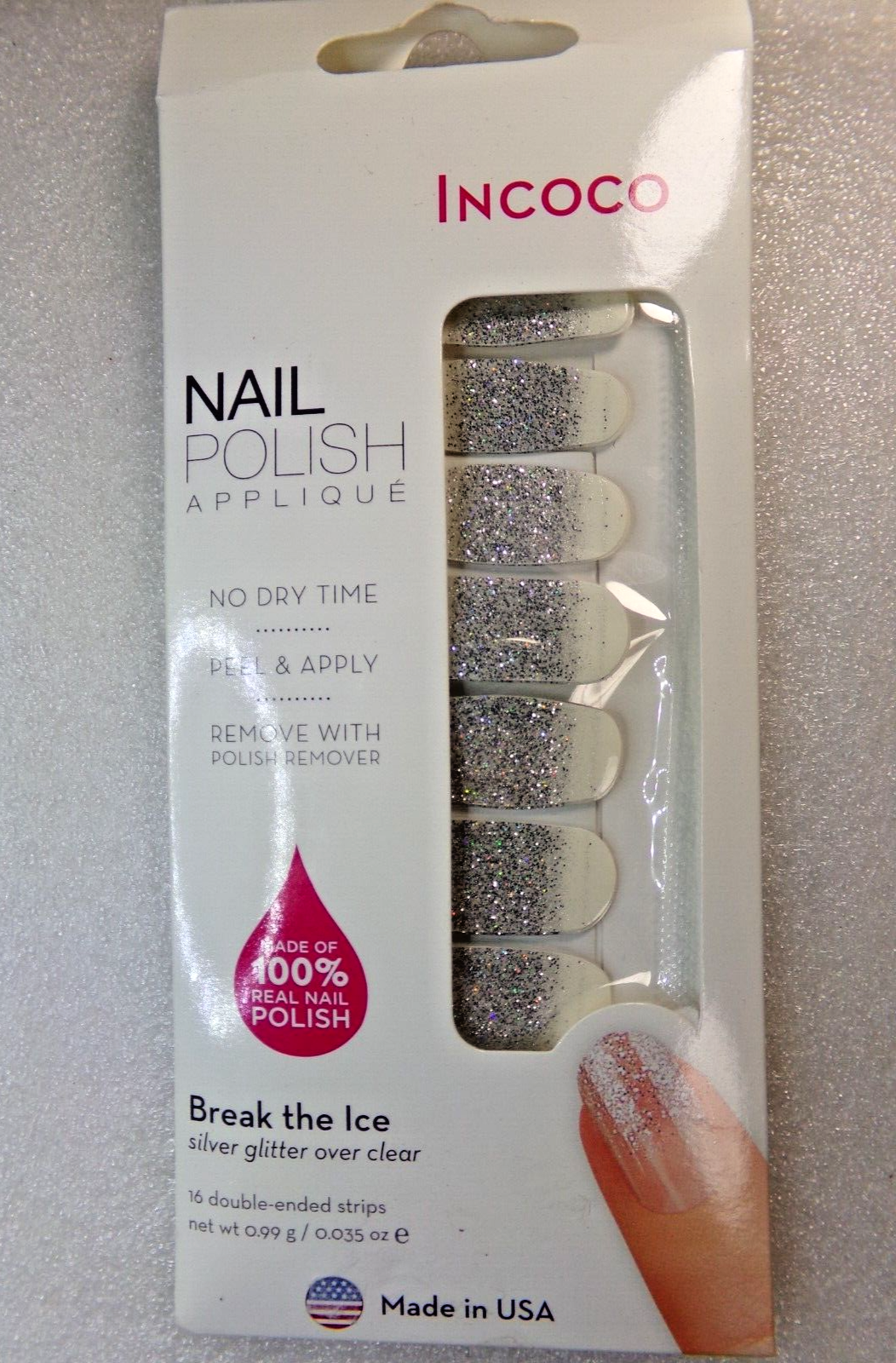 Incoco Nail Polish Applique Silver Glitter 