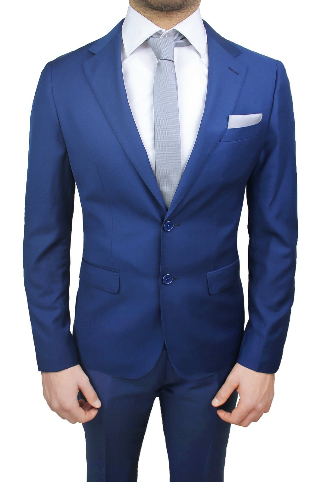 ABITO UOMO DIAMOND INVERNALE BLU SET COMPLETO CON CRAVATTA E POCHETTE GRIGIO
