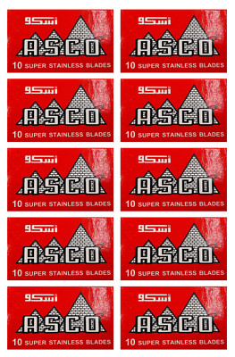 100 Asco Super stainless Red Double Edge Razor Blades