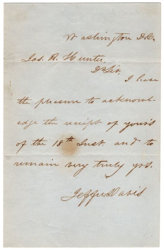 Jefferson Davis - Autograph Letter Signed - To Gettysburg Confederate Soldier