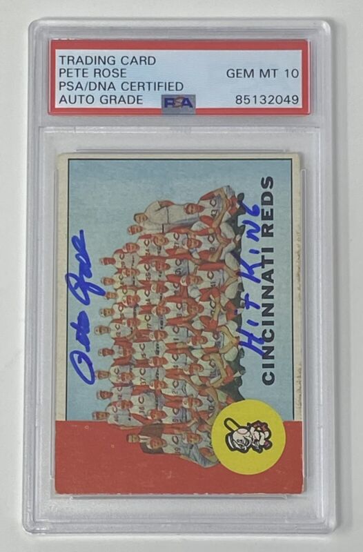 PETE ROSE Signed 1963 Topps Rookie Team Reds Card Slabbed PSA 10 Mint Autograph
