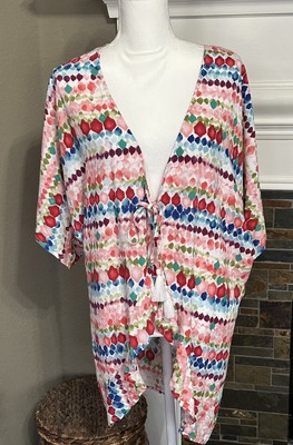 Francesca's Kimono Top Open Front Cardiagan Boho Multicolor Festival NEW One Sz