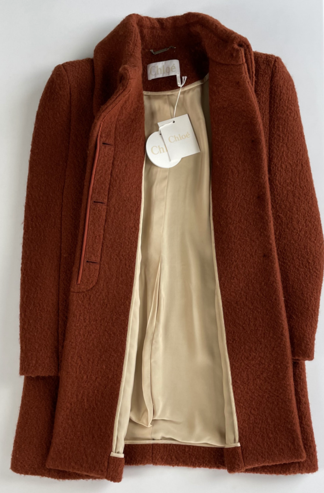 Pre-owned Chloé Women's Washed Wool Coat Jacket Blouson Jacket Parka Overcoat 36 In Red