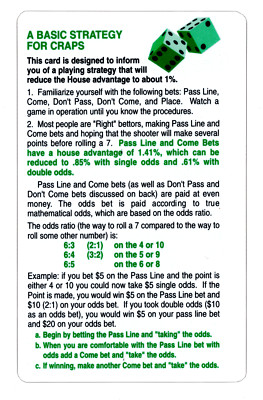 Basic Strategy Card for Craps Increase Your Chances To Win