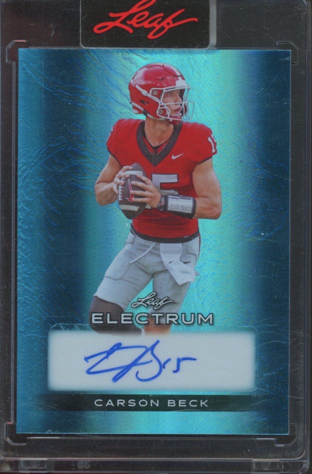 2024 Leaf Electrum Blue Foil Carson Beck 4/6 Auto Autograph RC Rookie