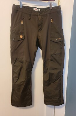 Fjallraven Trekking Pants Womens 32 Dark Olive Nikka Trousers G-1000 Hiking NWOT