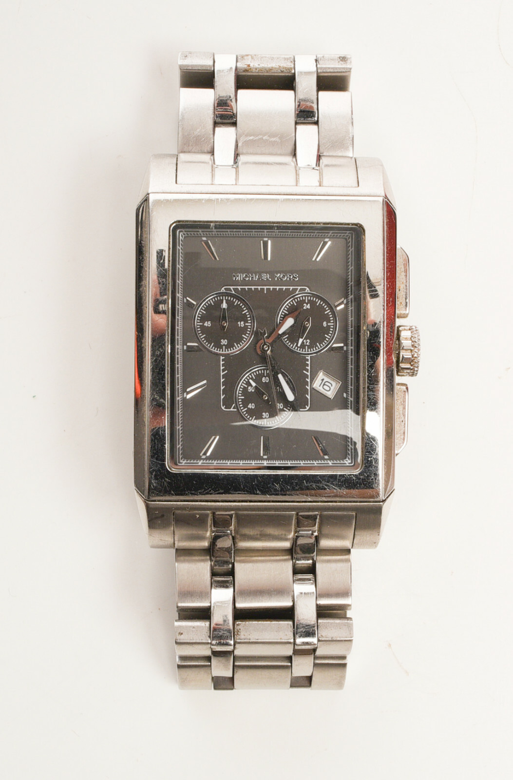 Rare Michael Kors rectangular face, stainless steel watch, w