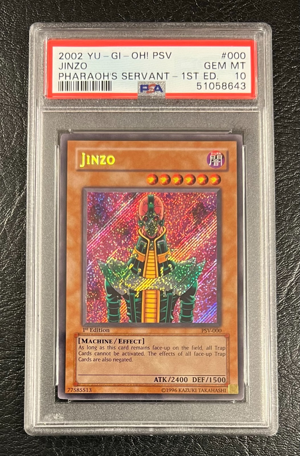 2002 YuGiOh PSV-000 Jinzo PSA 10 GEM Mint Pharaoh's Servant 2002 YuGiOh PSV-000 Jinzo PSA 10 GEM Mint Pharaoh's Servant